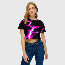 Футболка 3D укороченная женская Color pink black, цвет: 3D-принт — фото 2