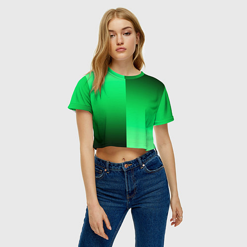 Женский топ Чёрно-зелёный градиент пополам / 3D-принт – фото 3