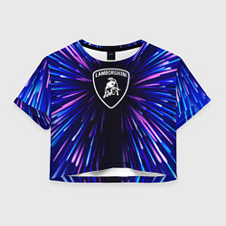 Футболка 3D укороченная женская Lamborghini neon energy, цвет: 3D-принт