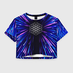 Футболка 3D укороченная женская Coldplay neon energy, цвет: 3D-принт