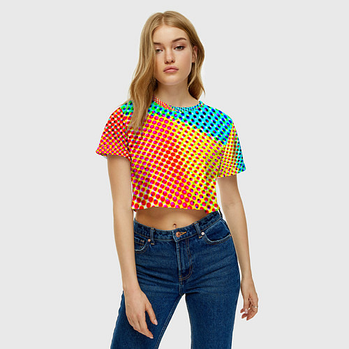Женский топ Яркий разноцветный паттерн в горошек / 3D-принт – фото 3