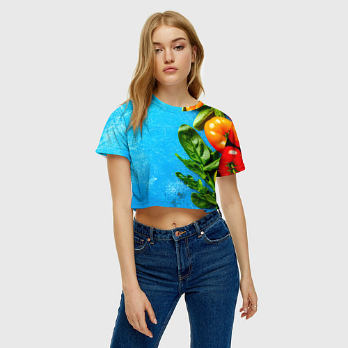 Женский топ Здоровое питание на синем / 3D-принт – фото 3