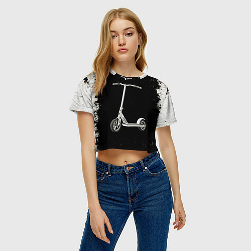 Женский топ Самокат на черно-белом / 3D-принт – фото 3