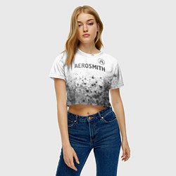 Футболка 3D укороченная женская Aerosmith - white gradient посередине, цвет: 3D-принт — фото 2