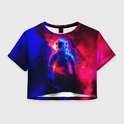 Футболка 3D укороченная женская Космонавт в пламени, цвет: 3D-принт