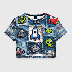 Женский топ Космический пиксельный корабль