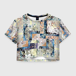 Футболка 3D укороченная женская Цветочная геометрическая абстракция, цвет: 3D-принт