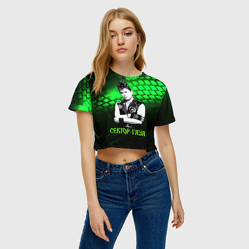 Женский топ Сектор газа зеленый текстурный фон / 3D-принт – фото 3