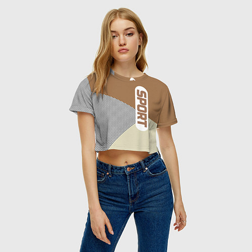 Женский топ Sport светло-коричневый / 3D-принт – фото 3