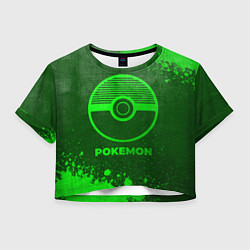 Футболка 3D укороченная женская Pokemon - green gradient, цвет: 3D-принт