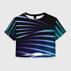 Футболка 3D укороченная женская Color black blue, цвет: 3D-принт