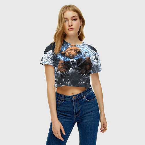 Женский топ Медведь в молниях и облаках / 3D-принт – фото 3