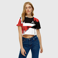 Футболка 3D укороченная женская Митсубиси логотип, цвет: 3D-принт — фото 2