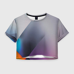 Футболка 3D укороченная женская Color grey with stripes, цвет: 3D-принт