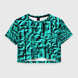Футболка 3D укороченная женская Неоновый голубой объёмный эффект, цвет: 3D-принт