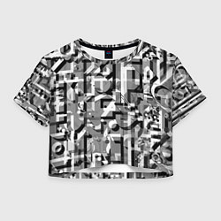 Футболка 3D укороченная женская Серый объёмный эффект, цвет: 3D-принт