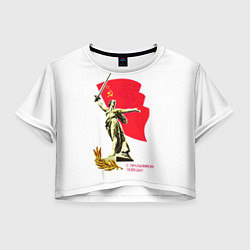 Футболка 3D укороченная женская Праздник победы, цвет: 3D-принт