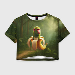 Футболка 3D укороченная женская Шимпанзини бананини ии мем, цвет: 3D-принт