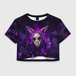 Футболка 3D укороченная женская Кибернетический кролик, цвет: 3D-принт