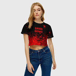Футболка 3D укороченная женская David Bowie - red gradient посередине, цвет: 3D-принт — фото 2