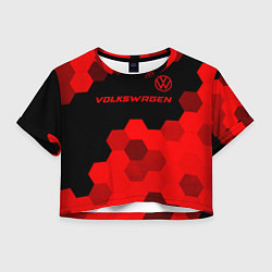 Футболка 3D укороченная женская Volkswagen - red gradient посередине, цвет: 3D-принт
