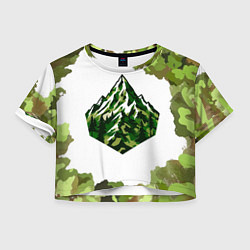 Футболка 3D укороченная женская Камуфляж альпениста, цвет: 3D-принт