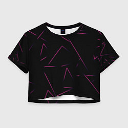 Футболка 3D укороченная женская Color pink line, цвет: 3D-принт