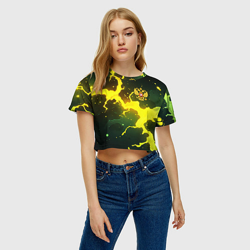 Женский топ Герб России зеленый разлом / 3D-принт – фото 3