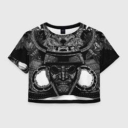 Футболка 3D укороченная женская Голова самурая в маске Они, цвет: 3D-принт