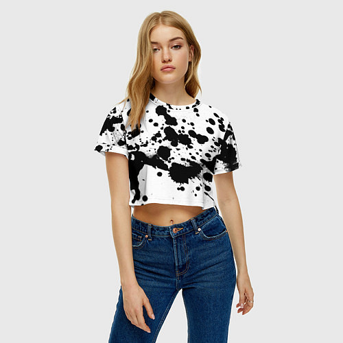 Женский топ Брызги черной краски / 3D-принт – фото 3