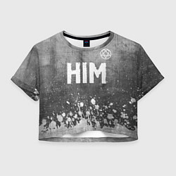 Футболка 3D укороченная женская HIM - grey gradient посередине, цвет: 3D-принт
