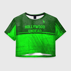 Футболка 3D укороченная женская Hollywood Undead - green gradient посередине, цвет: 3D-принт