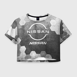 Футболка 3D укороченная женская Nissan - grey gradient, цвет: 3D-принт