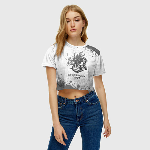Женский топ Cyberpunk 2077 - white gradient / 3D-принт – фото 3