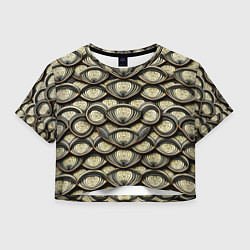 Футболка 3D укороченная женская Объемный египетский паттерн, цвет: 3D-принт