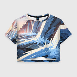 Футболка 3D укороченная женская Энергия льда, цвет: 3D-принт