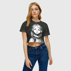 Футболка 3D укороченная женская Девушка-андроид из будущего, цвет: 3D-принт — фото 2