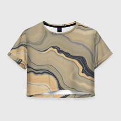 Футболка 3D укороченная женская Песочный мрамор, цвет: 3D-принт