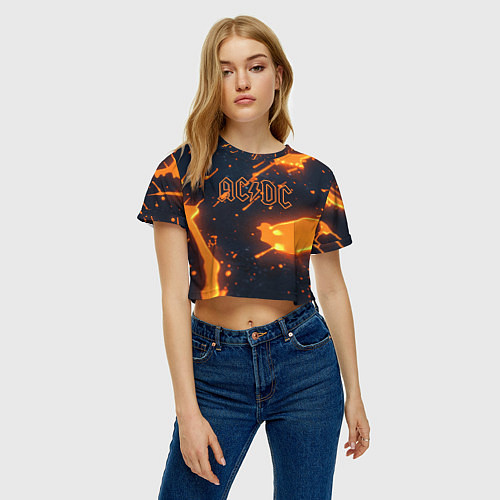 Женский топ ACDC оранжевый логотип / 3D-принт – фото 3