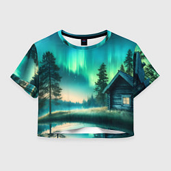 Футболка 3D укороченная женская Салатневое небо, цвет: 3D-принт