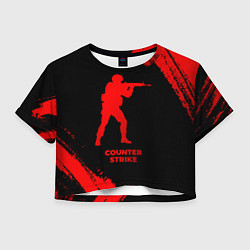 Футболка 3D укороченная женская Counter Strike - red gradient, цвет: 3D-принт