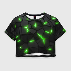 Футболка 3D укороченная женская Зеленая неоновая броня, цвет: 3D-принт