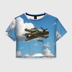 Футболка 3D укороченная женская Бомбардиро крокодило, цвет: 3D-принт