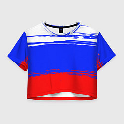 Футболка 3D укороченная женская Патриот - флаг, цвет: 3D-принт