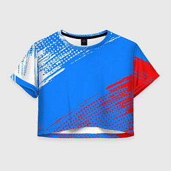 Футболка 3D укороченная женская Патриот - флаг, цвет: 3D-принт