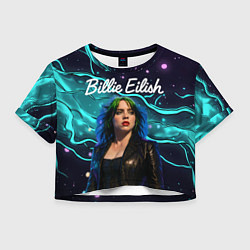 Футболка 3D укороченная женская Певица Билли Айлиш, цвет: 3D-принт