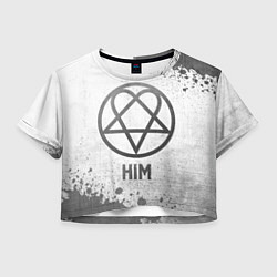 Футболка 3D укороченная женская HIM - white gradient, цвет: 3D-принт