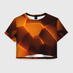 Футболка 3D укороченная женская Оранжевые объемные пластины, цвет: 3D-принт