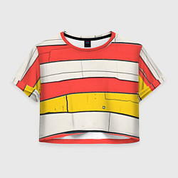 Футболка 3D укороченная женская Красные полоски, цвет: 3D-принт