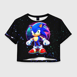 Футболка 3D укороченная женская Соник в космосе, цвет: 3D-принт